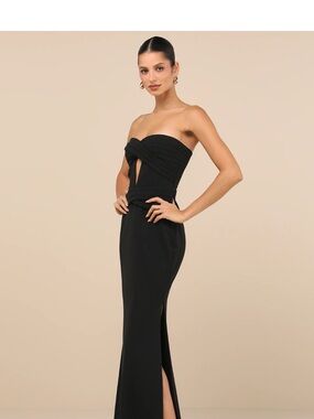 andria slate blue embroidered strapless maxi dress Andrea Strapless Knit Maxi Dress / Light Blue | MESHKI main image 0